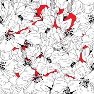 Seamless pattern from stylized flower cherry