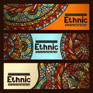 Ethnic banners design with hand drawn ornament N2