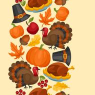 Happy Thanksgiving Day seamless pattern with holiday objects