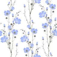 Vector seamless pattern with flax flowers
