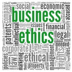 Business ethics concept in tag cloud N2