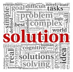 Solution in word tag cloud on white N2