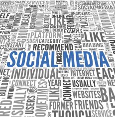 Social media conept in word tag cloud N18