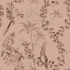 Wallpaper vintage parrot pattern N2