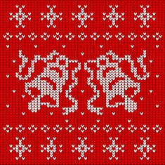 Red knitted sweater with two bells N2