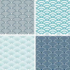 Japanese Seigaiha seamless pattern set
