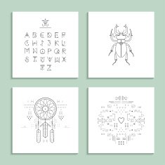 Collection of trendy cards with unusual geometric elements Isolated N2