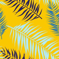 Seamless color palm leaves pattern Flat style N4