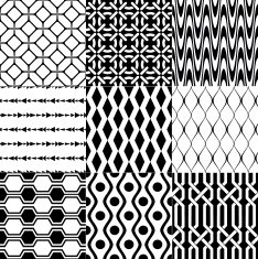 seamless monochrome geometric pattern set