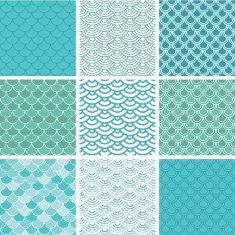Fish scale seamless pattern set