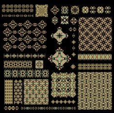 Set of decorative elements in oriental style (vector) N15