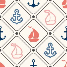 Seamless vector pattern of anchor sailboat shape in frame