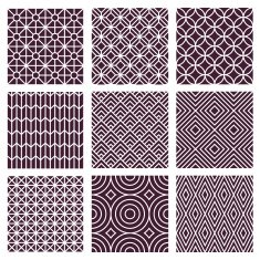 Vector seamless patterns in trendy mono line style