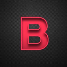 Alphabet B Design - Red Letter on Carbon Fiber Background
