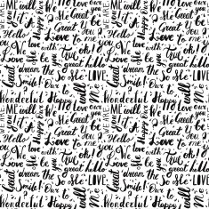 Handwritten vintage ink words vector seamless pattern with drops