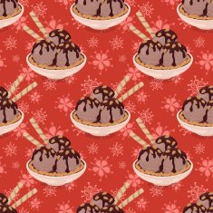 Seamless Ice Cream and Floral Pattern