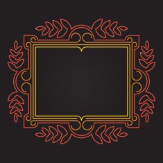 Mono line Ornate vector frame with floral elements