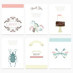 Graphic set in retro style and pastel colors N3