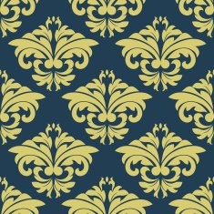 Vintage floral yellow damask seamless pattern