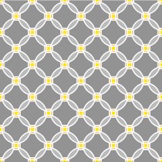 White intertwined circle pattern on a gray background
