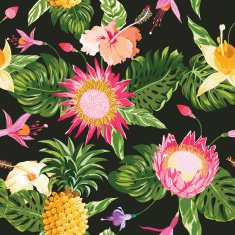 Tropical Flowers Background - Vintage Seamless Pattern