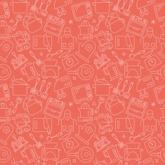 Kitchen line icon pattern set