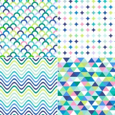 Colorful zigzag and polka dot vector background N2