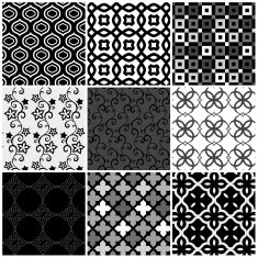 Collection of seamless black & white pattern N4