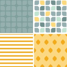 Vector abstract gray yellow rounded squares set of four marching