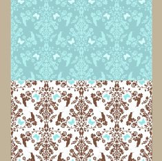 birds and butterflies damask pattern