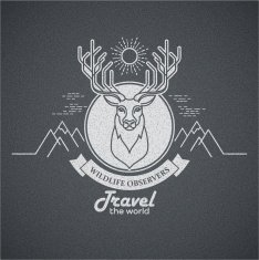 Wild animals Flat line illustration
