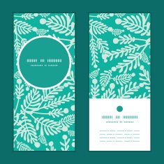 Vector emerald green plants vertical round frame pattern invitation greeting N2