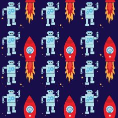 Robot and spaceship pattern N2