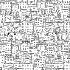seamless hand drawn house pattern background N2