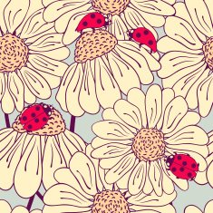 Ladybug and daisy seamless pattern N2
