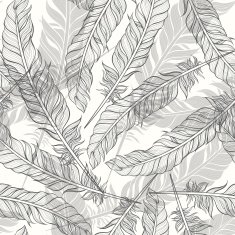 Seamless pattern with feathers Hand-drawn monochrome vector background