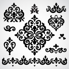Vector set with classical ornament in Victorian style