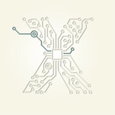 Letter X (Cut out electronic conductive tracks)