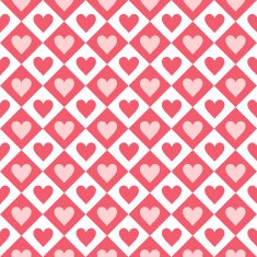 Seamless pattern of hearts and geometrical shapes