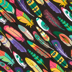 Colorful seamless pattern with feathers N2
