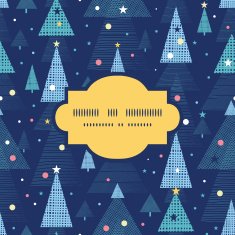 Vector abstract holiday christmas trees frame seamless pattern background