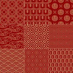 seamless chinese traditional background set