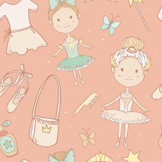 Pattern with little cute ballerinas