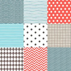 Set of 9 hand drawn seamless patterns