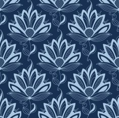 Blue persian paisley seamless floral pattern