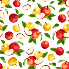 Seamless pattern with apples and leaves Vector illustration