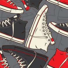 Seamless pattern with sneakers Vector background N2