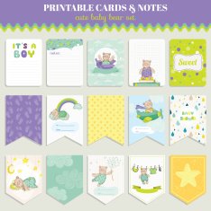 Baby Bear Card Set - for birthday baby shower party N2
