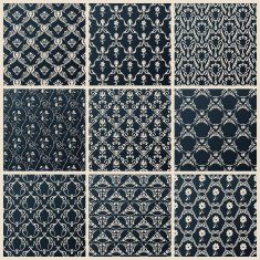 Vector seamless vintage backgrounds set black baroque wallpaper