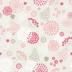 Garden flowers and herbs seamless background